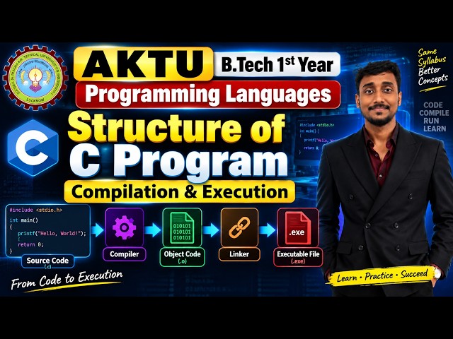 Lec 2 | Structure of C Program - Compilation & Execution | Programming Languages | AKTU B.Tech