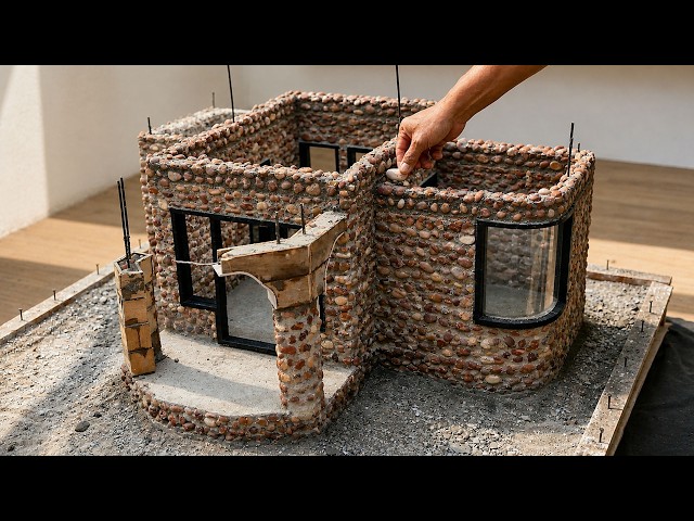 I Built a Beautiful Mini House Using Stone and Cement | DIY Miniature House