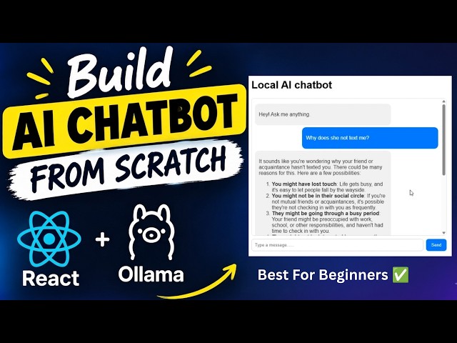 Build Your First AI Chatbot with React & Ollama (Beginner Friendly Explanation)💬 #ai #react #coding