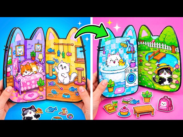 🐱📖 ¡Un mundo de gatitos en un libro DIY! ✂️🏡