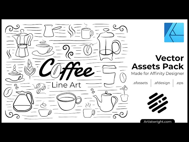 Affinity Designer - Coffee Line Art Vector Assets Pack