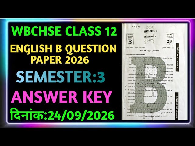 West Bengal Board Class 12 English Question Paper Answer Key 2026 / WBCHSE English Question Paper...