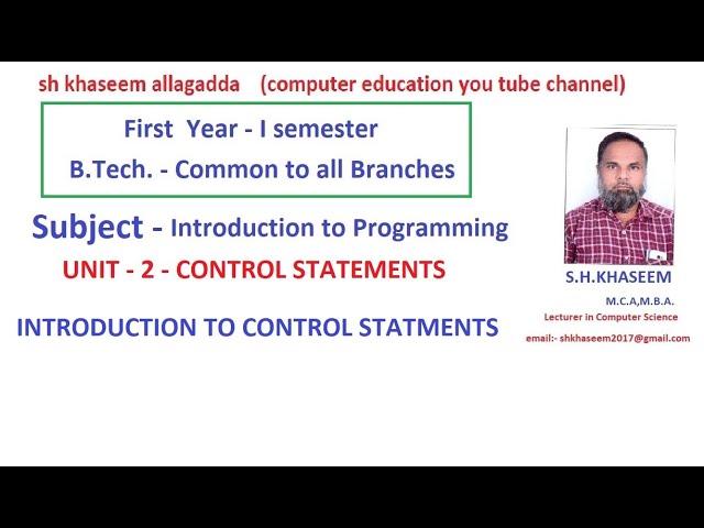 INTRODUCTION TO CONTROL STATEMENTS