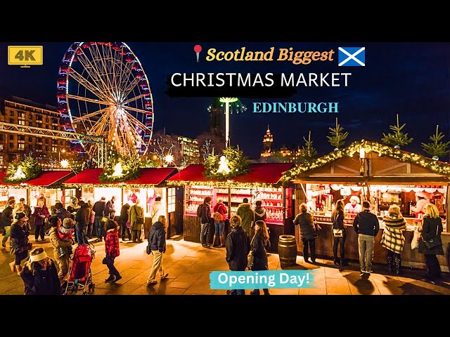 🎅 Winter Magic in Edinburgh | 4K | Scotland’s Biggest Christmas Market Walk ❄️