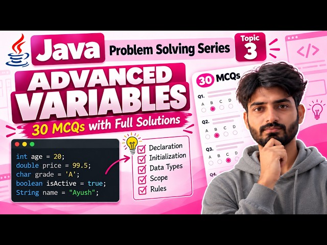 Java Problem Solving Series | Topic 3: Advanced Variables | 30 MCQs with Full Solutions