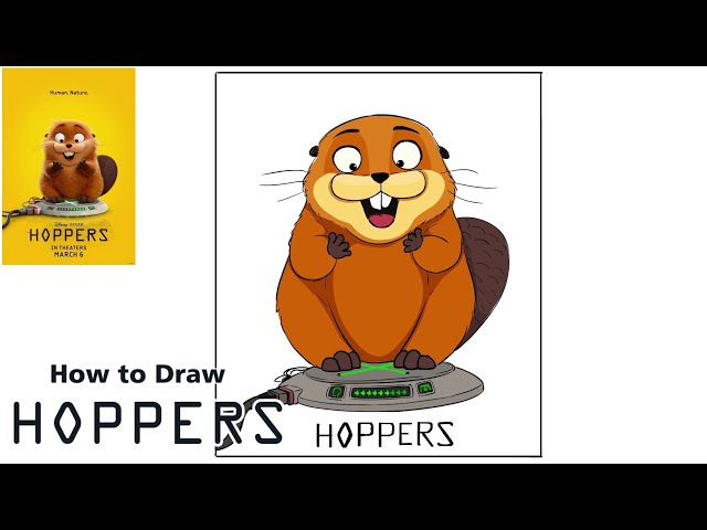 How to draw Hoppers Cartoon, Hoppers Animation Movie character