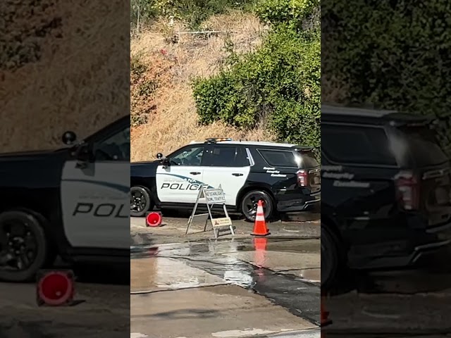 Burbank police arriving on scene of the Walnut incident (E scooter fails to yield)