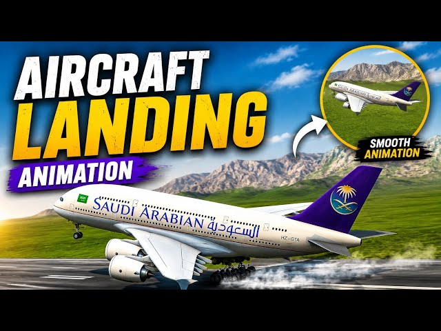 Realistic Aircraft Landing Animation in Prisma3D | Android Tutorial | Saudia Airbus A380 Landing