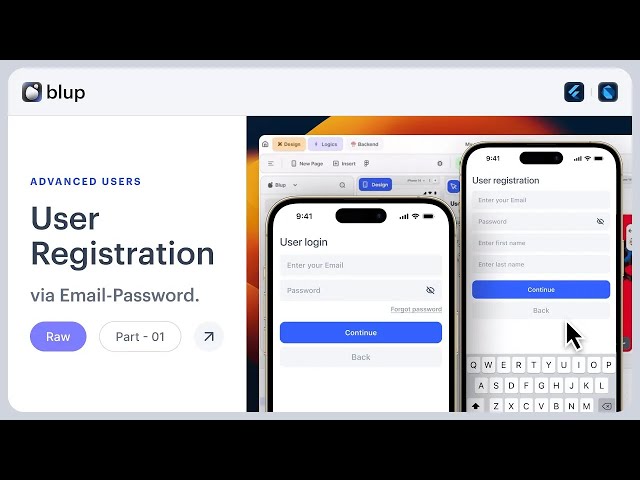 How to create a User Registration Page in Blup via Email and Password? | App Development Tutorial.