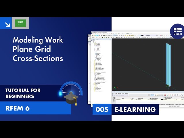 RFEM 6 تعليمي للمبتدئين | 005 النمذجة | مستوي العمل | الشبكة | المقاطع  | المواد