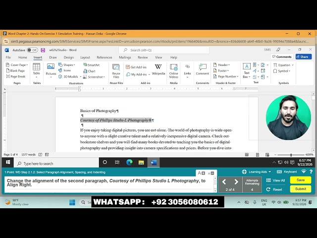 Word Chapter 2: Hands-On Exercise 1 Simulation Training | Word Chapter 2: Hands-On Exercise 1 Simul
