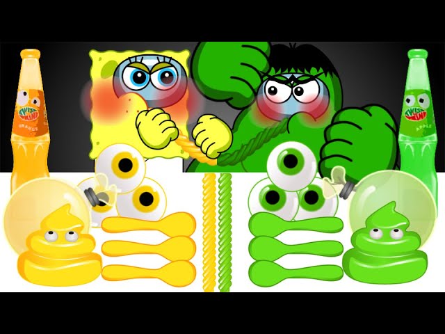 Yellow VS Green Food Challenge - AMONGUS ANIMATION MUKBANG