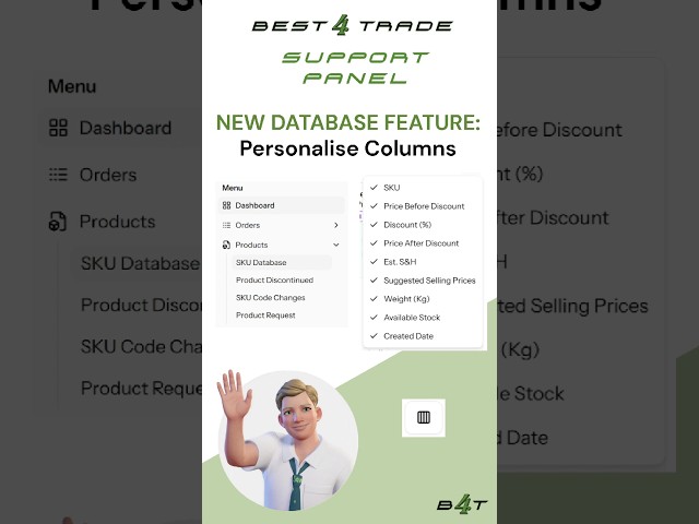 Support Panel: Personalise Database