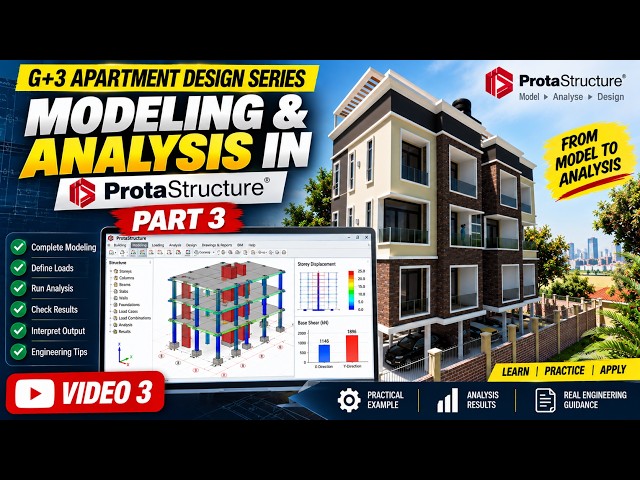 Video #3: Analysis in ProtaStructure | G+3 Apartment Structural Analysis Step-by-Step