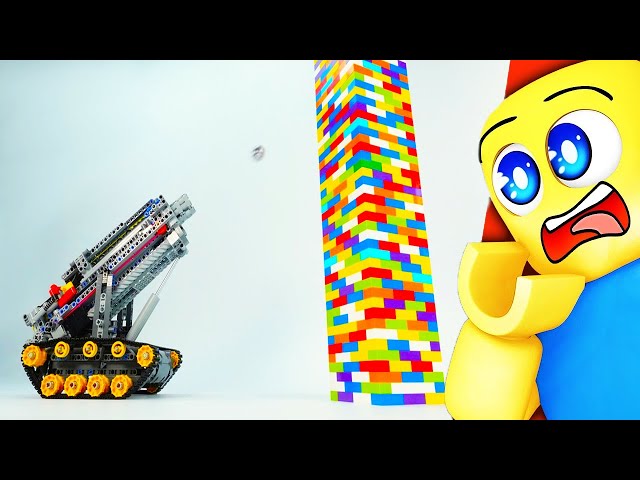 Blocky Reacts to Destroying Lego Towers