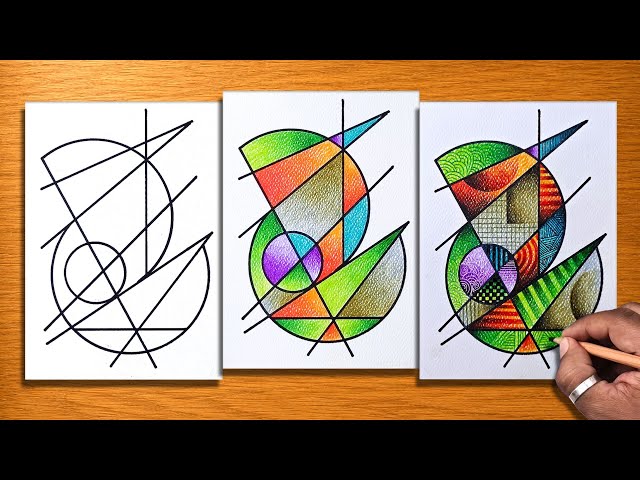 8 Minutes Of Relaxing Art / Simple Abstract Drawing & Coloring With Easy Shapes / For Beginners 