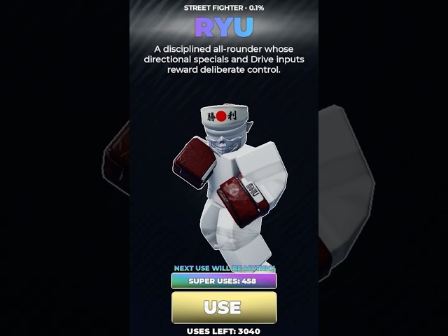 NEW LIMITED RYU STREET FIGHTER SHOWCASE UBG X STREET FIGHTER #untitledboxinggame #roblox