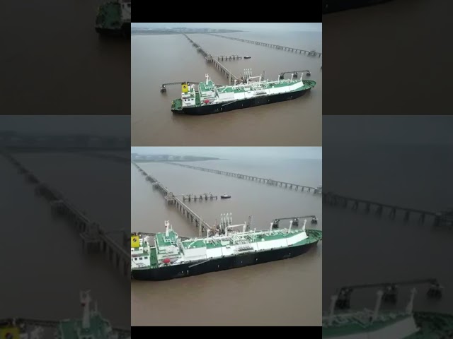 LNG Carrier and terminal Flyby #lng #lngcarrier #lngterminal