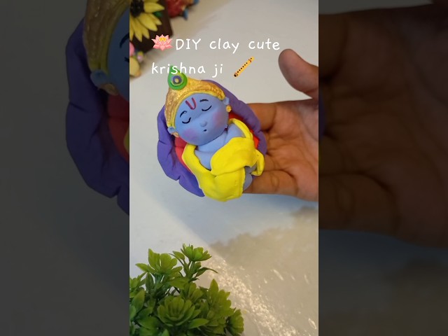DIY clay cute krishna ji 🪈 janamashtami special 🪈#shorts #trending #viralvideo #reels #krishna