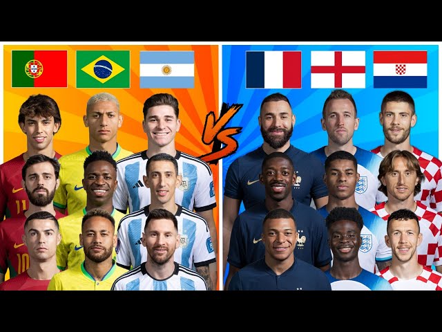 Argentina Brazil Portugal 🆚 France England Croatia 🔥 Trio Comparison 💪