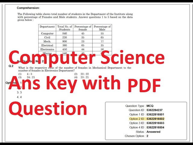 UGC NET Computer Science Ans Key of 150 Question P1 and P2