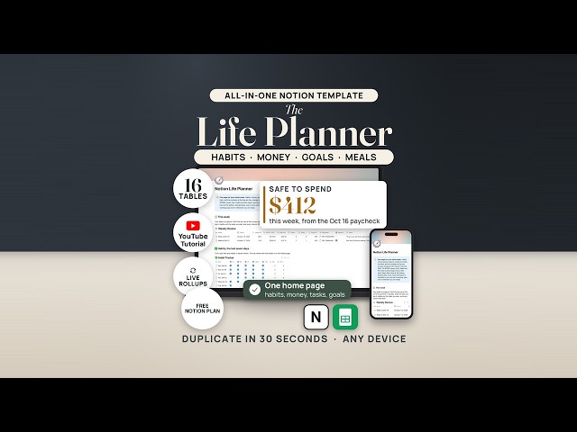 Notion Life Planner: Full Walkthrough (Duplicate, Safe to Spend, Habits, Weekly Review)