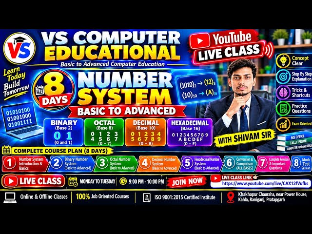 NUMBER SYSTEM LIVE CLASS | BASIC TO ADVANCE | BINARY, OCTAL, DECIMAL & HEXADECIMAL | 12 PM LIVE 🔥