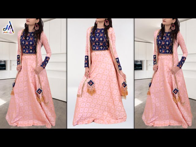WOW!!.. Fancy Crop Top Scirt With Shrug Design - Easy Way Cutting & Stitching Step By Step