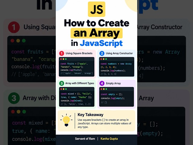 How to Create an Array in JavaScript | Servant of Ram | Kanha Gupta