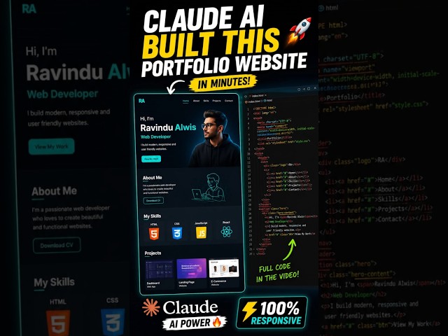 Portfolio Website Built Using Claude AI#shorts #shortvideo #claudeai #coding #programming#aitools