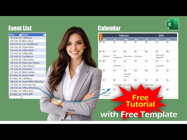 how to create a calendar in excel with events | Complete tutorial with free template