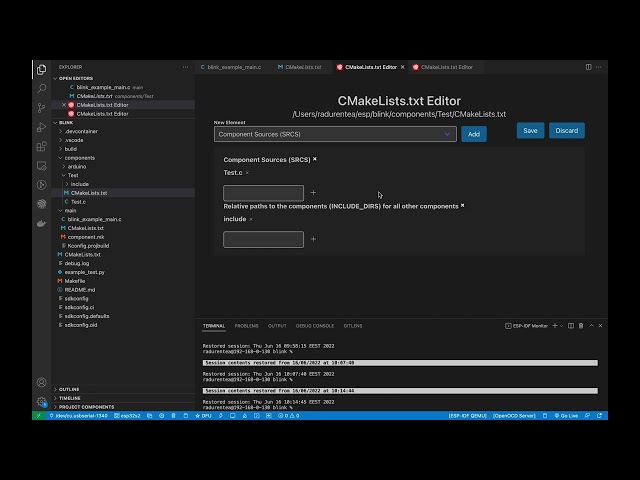 ESP-IDF VSCode Extension Tutorial #3: CMakeLists Editor