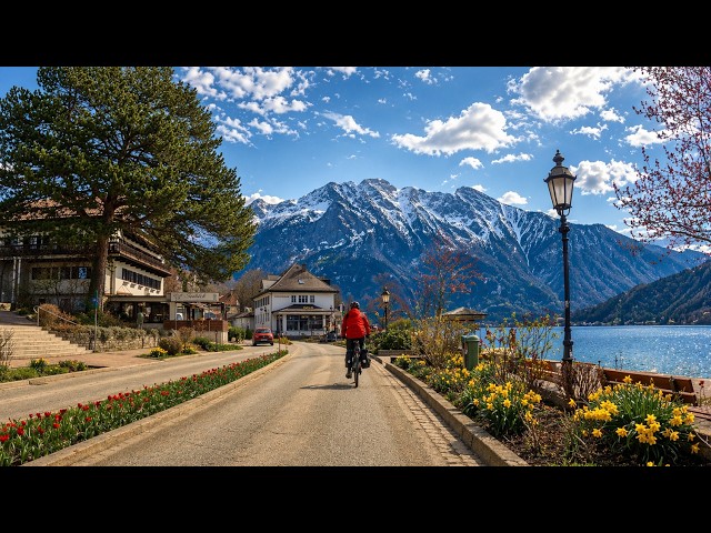 Scenic 4K Ride: Lake Tegernsee Loop on a Sunny Easter Sunday | Relaxing Slow TV (No Music)