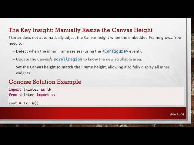 Making a Tkinter Canvas Frame Auto-Resize Vertically Without Scrollbars
