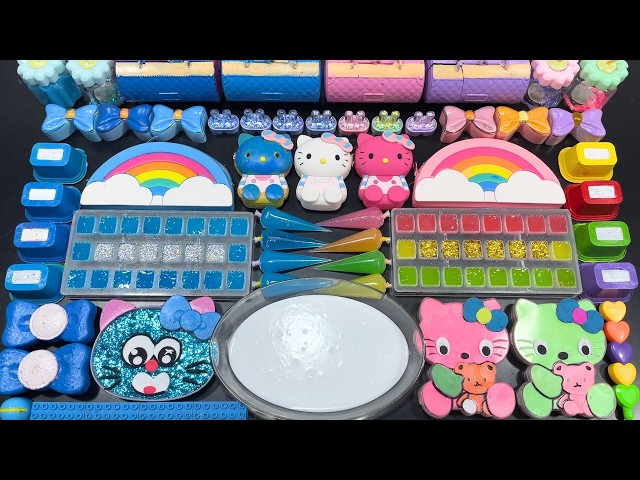 RELAXING WITH CLAY PIPING BAGS VS MAKEUP RAINBOW VS BLUE ! Mixing Random Things Into Slime !