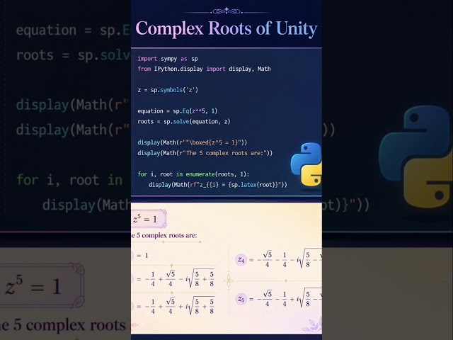Python : Complex Roots of Unity #pythonanddjangofullstackwebdeveloper #coding #python