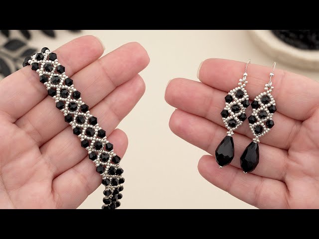 Elegant Crystal Seed Bead Bracelet Tutorial with Matching Teardrop Earrings!