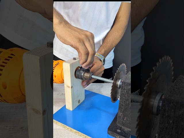 DIY Drill Powered Table Saw! 🛠️🔥 #Shorts #Woodworking