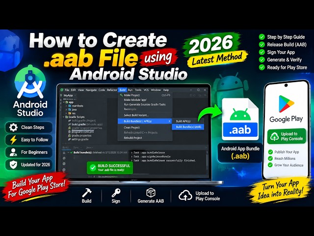 How to Create an .AAB File Using Android Studio in 2026 | Signed Android App Bundle Step by Step