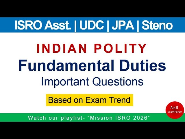 ISRO assistant UDC JPA steno exam -General knowledge -Fundamental Duties 