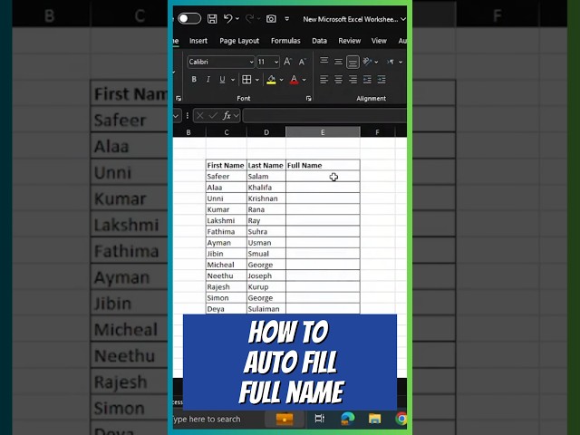 Auto fill Full Names - Excel Tips & Tricks! #shorts