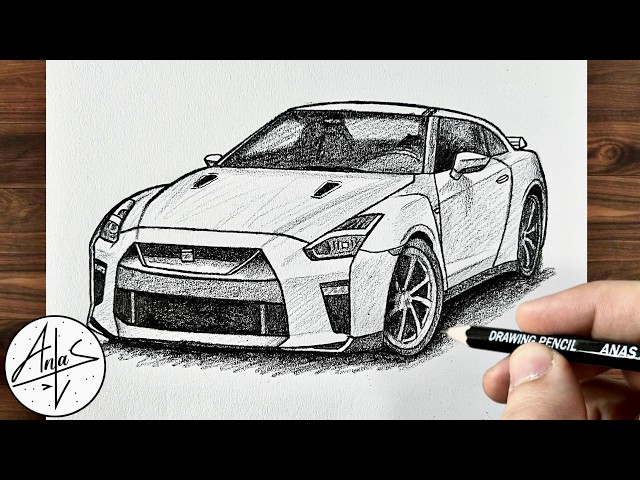 How To Draw NISSAN GTR | Car Drawing Tutorial step by step for beginners