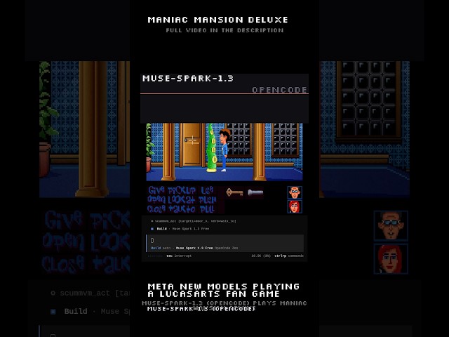 Meta Muse Spark 1.3 plays Maniac Mansion Deluxe (LucasArts fan game)