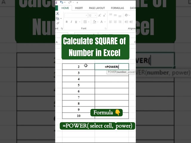 Calculate Square of a Number in Excel | Square Formula in Excel | Excel Tips & Tricks #Shorts