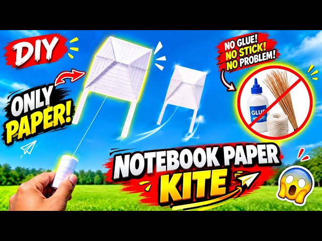 No stick No glue kite, How to make notebook paper kite, patang kese banate hai 🪁 #shortsfeed #shorts