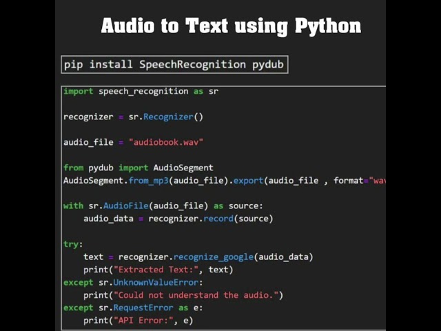 Audio to text using python #ai #coding #datastructuresandalgorithmsinpython