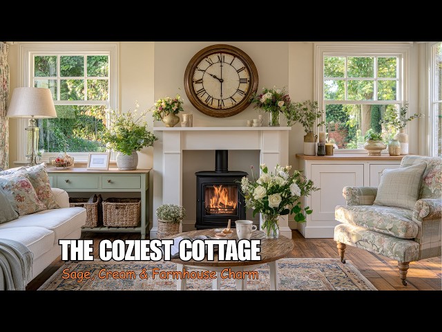 Luxury Cottage on a Budget | Warm Sage Green & Cream English Farmhouse Style