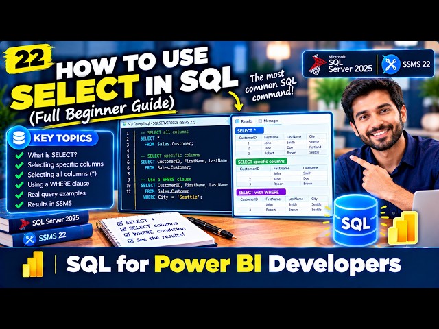 How to Use SELECT in SQL (Simple Example) ☑️ Video 22/30 #sqlserver #ssms #powerbi #SqlForPowerbi