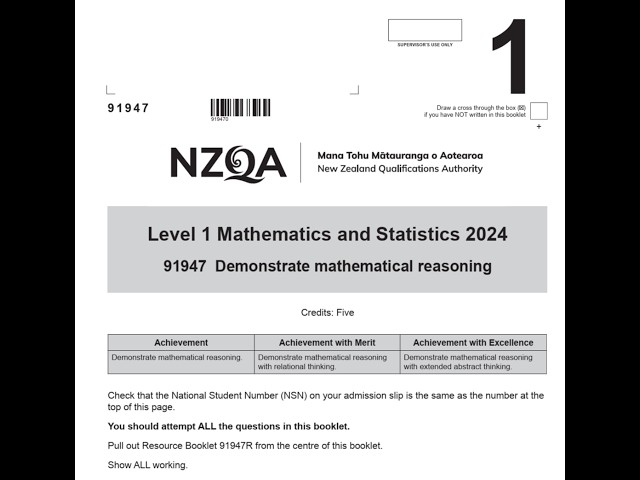 2024 NCEA Level 1 Maths Exam Walkthrough | AS91947 Mathematical Reasoning