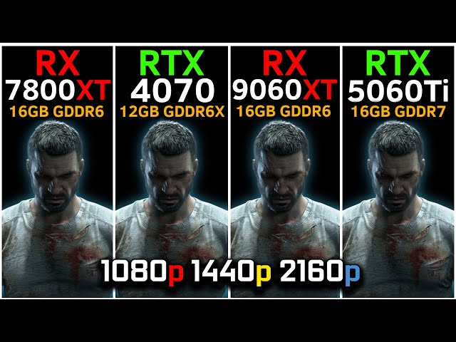 RTX 5060 Ti vs RX 9060 XT vs RTX 4070 vs RX 7800 XT | RT + DLSS 4 / FSR 4 | 1080p, 1440p, 4K | 2025